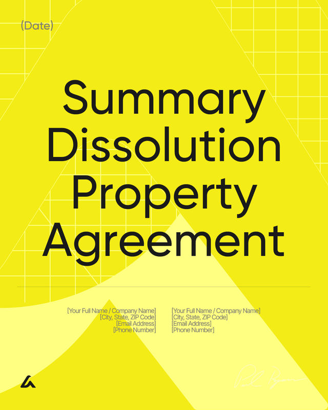 Summary Dissolution Property Agreement Template