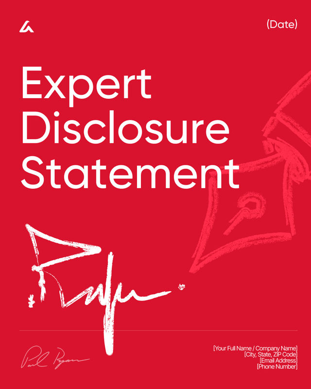 Expert Disclosure Statement Template: Opinions and Basis