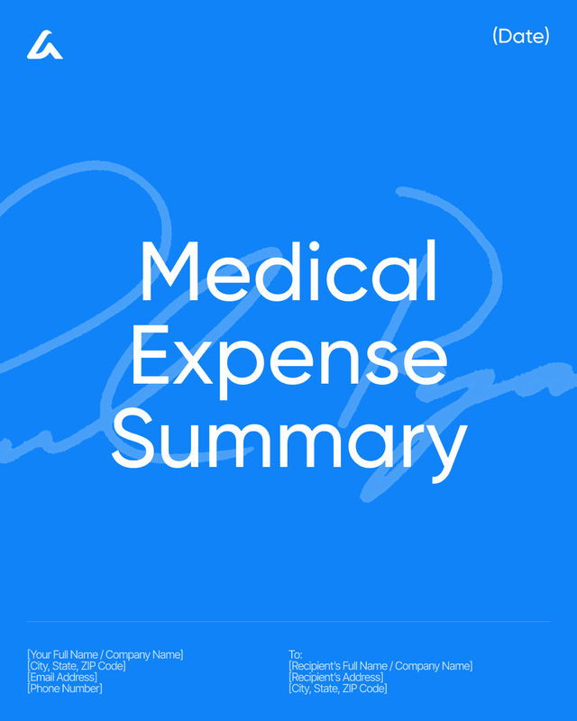 Medical Expense Summary Template: Bills, Dates & Totals