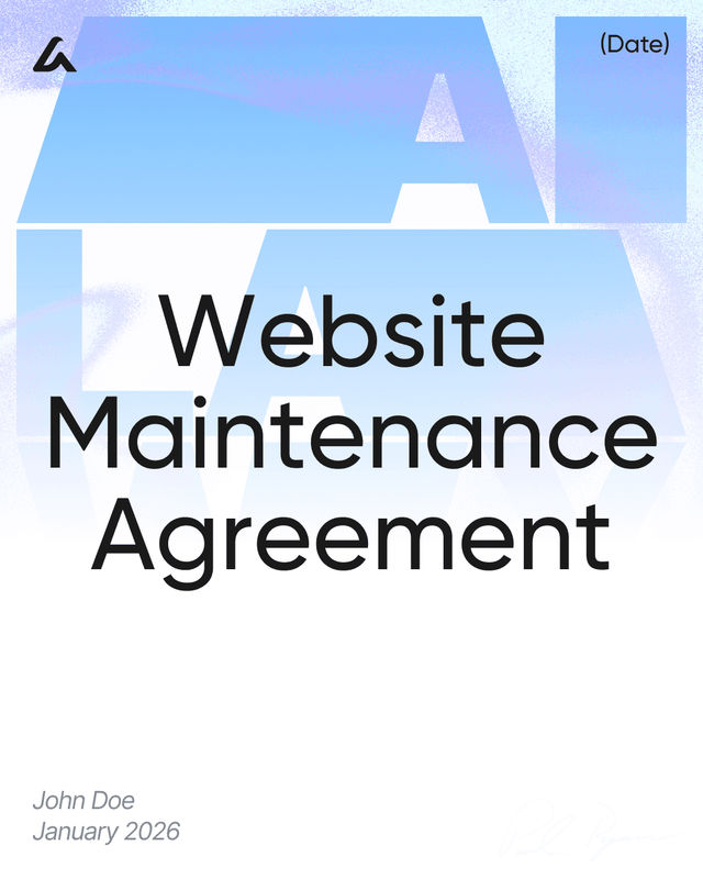 Website Maintenance Agreement Template: Support, Updates & Fees