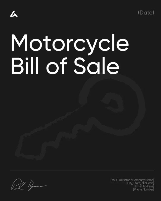 Motorcycle Bill of Sale Template: Ownership Transfer & Price