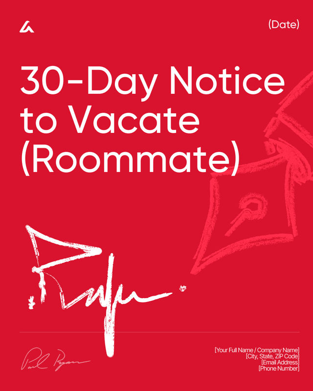 30-Day Notice to Vacate (Roommate) Template