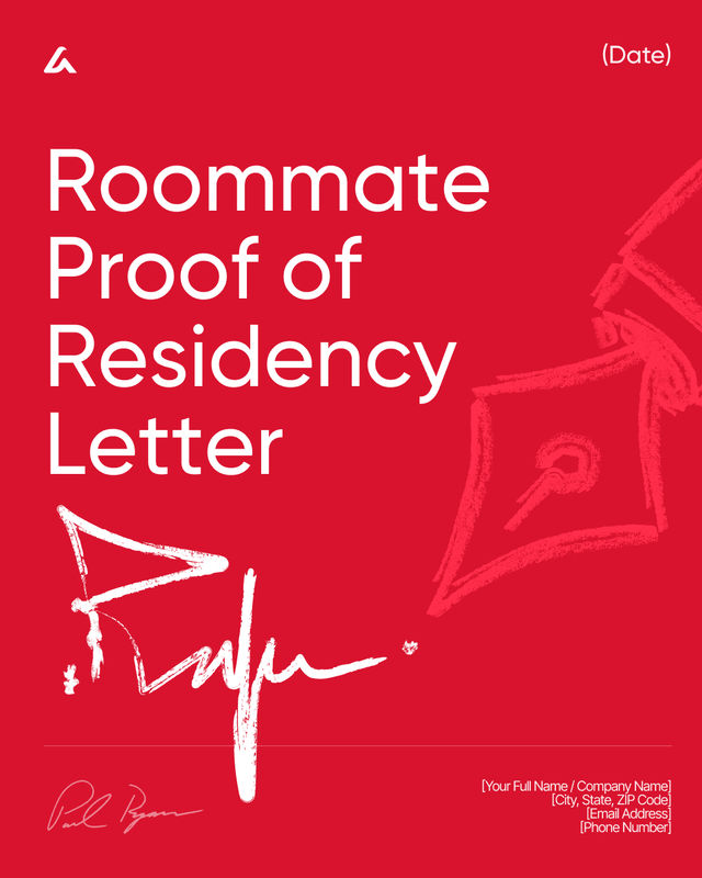 Roommate Proof of Residency Letter Template