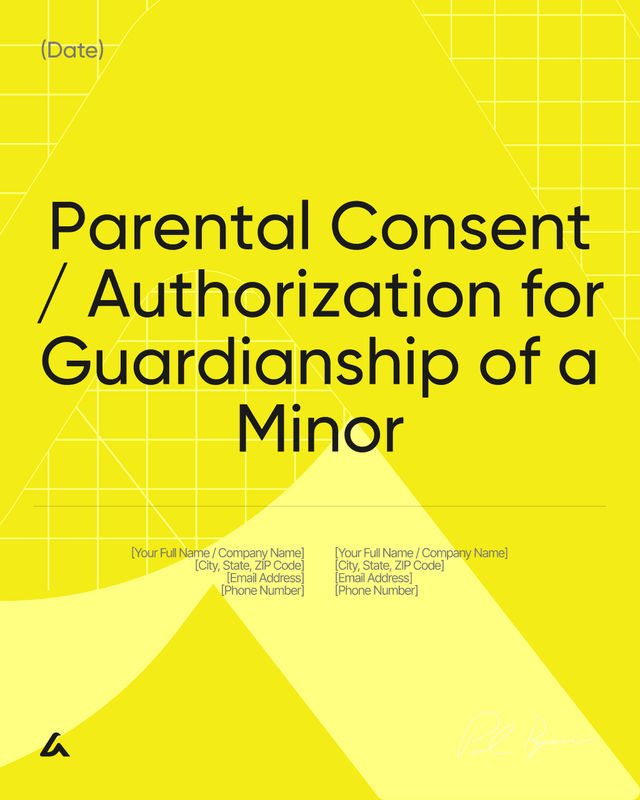 Parental Consent for Minor Guardianship Template