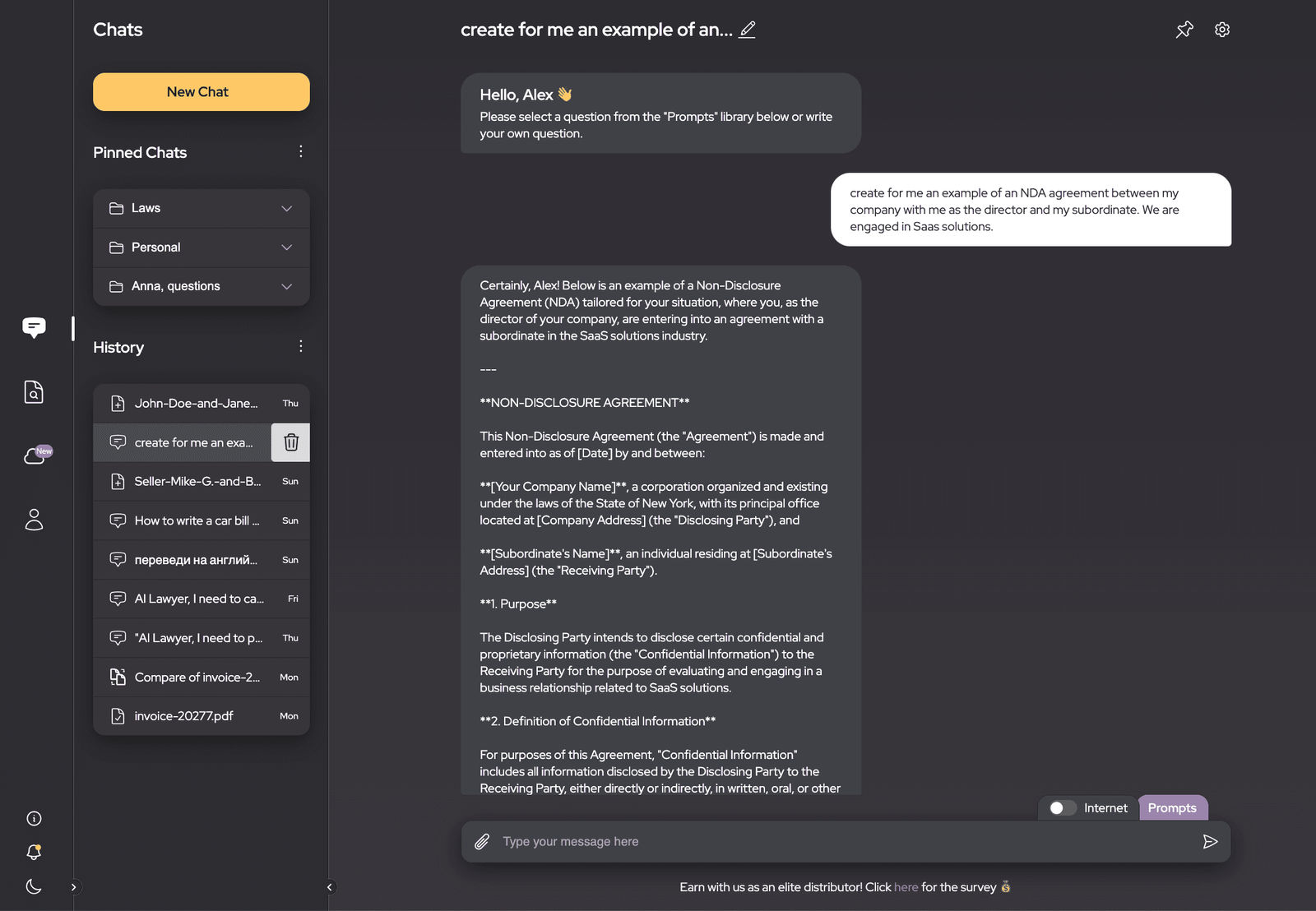 asking AI Lawyer about difrent legal quwstions