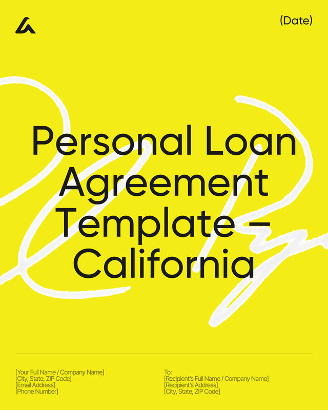 Personal Loan Agreement: Interest and Repayment – California