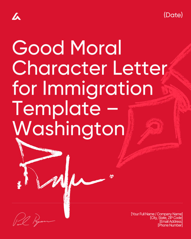 Moral Character Letter for Immigration Template – Washington