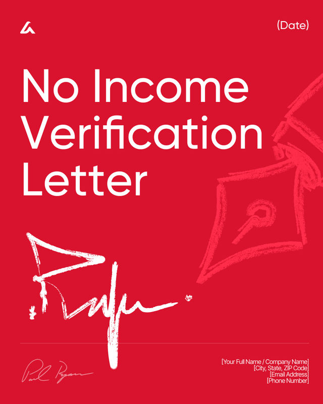 No Income Verification Letter Template