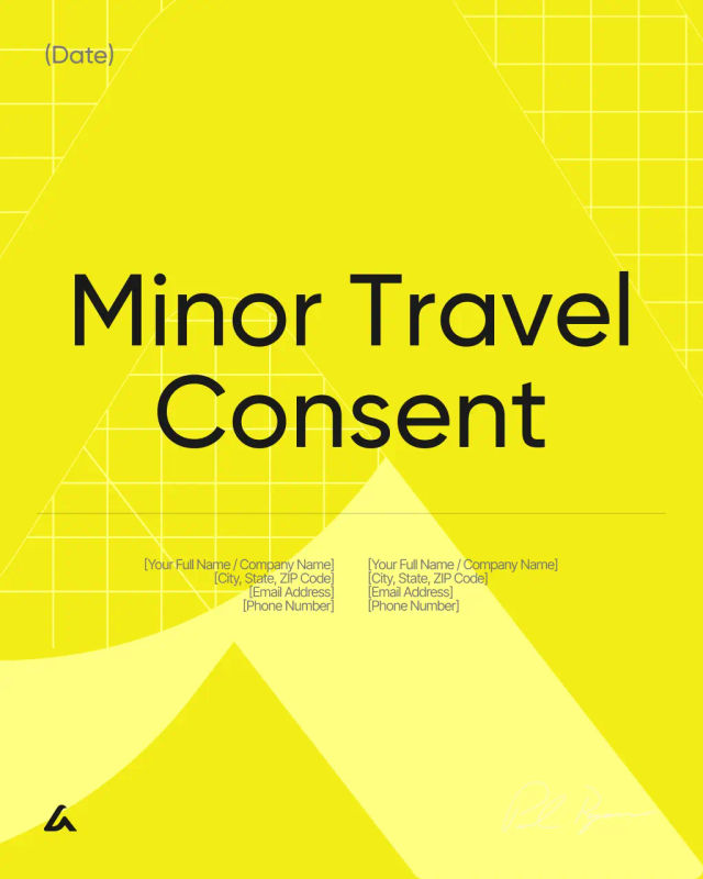 Minor Travel Consent (Unaccompanied/Third Party) Template