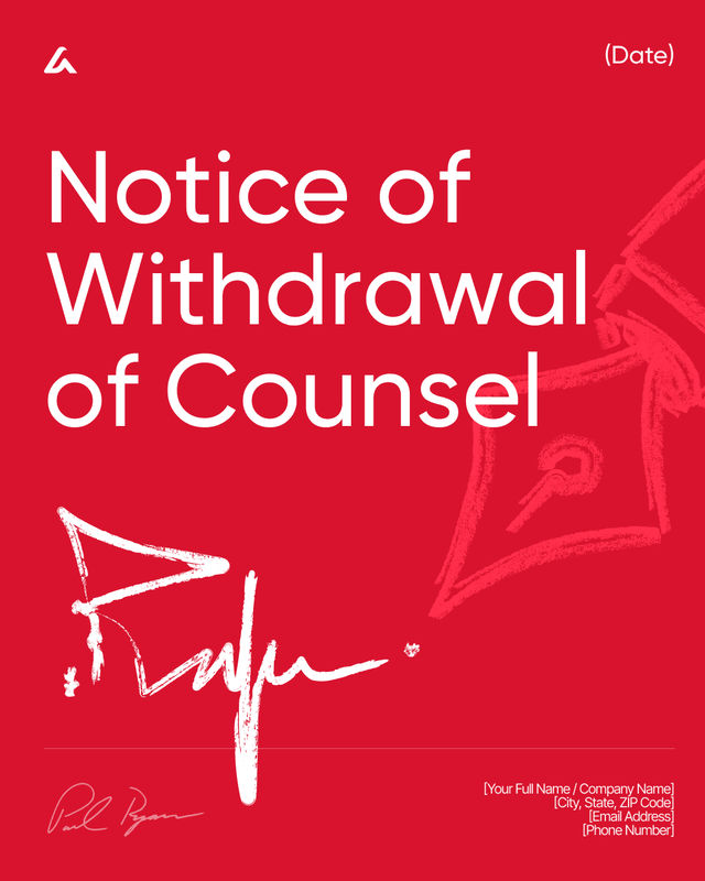 Notice of Withdrawal of Counsel Template: Appearance Change