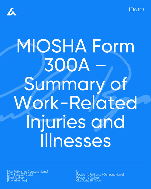 MIOSHA Form 300A Template: Injury & Illness Summary Form