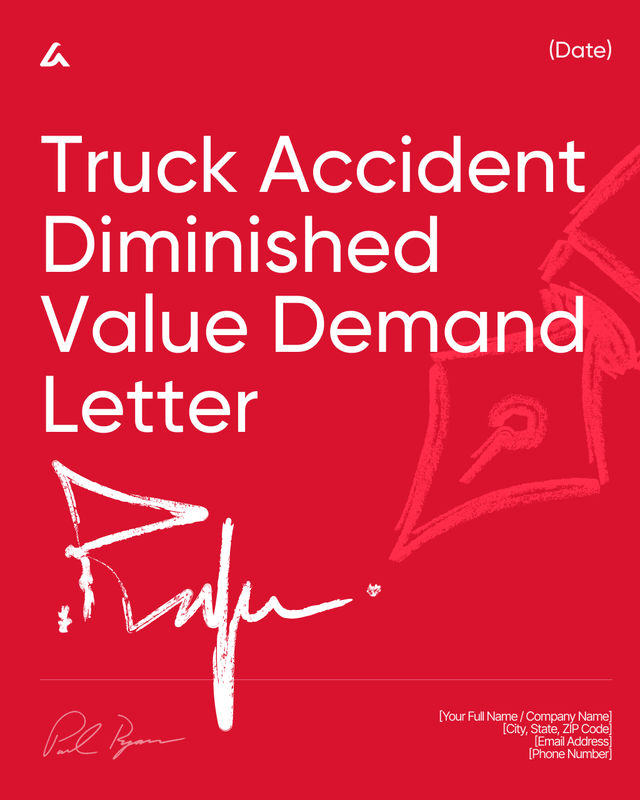 Truck Accident Diminished Value Demand Letter Template