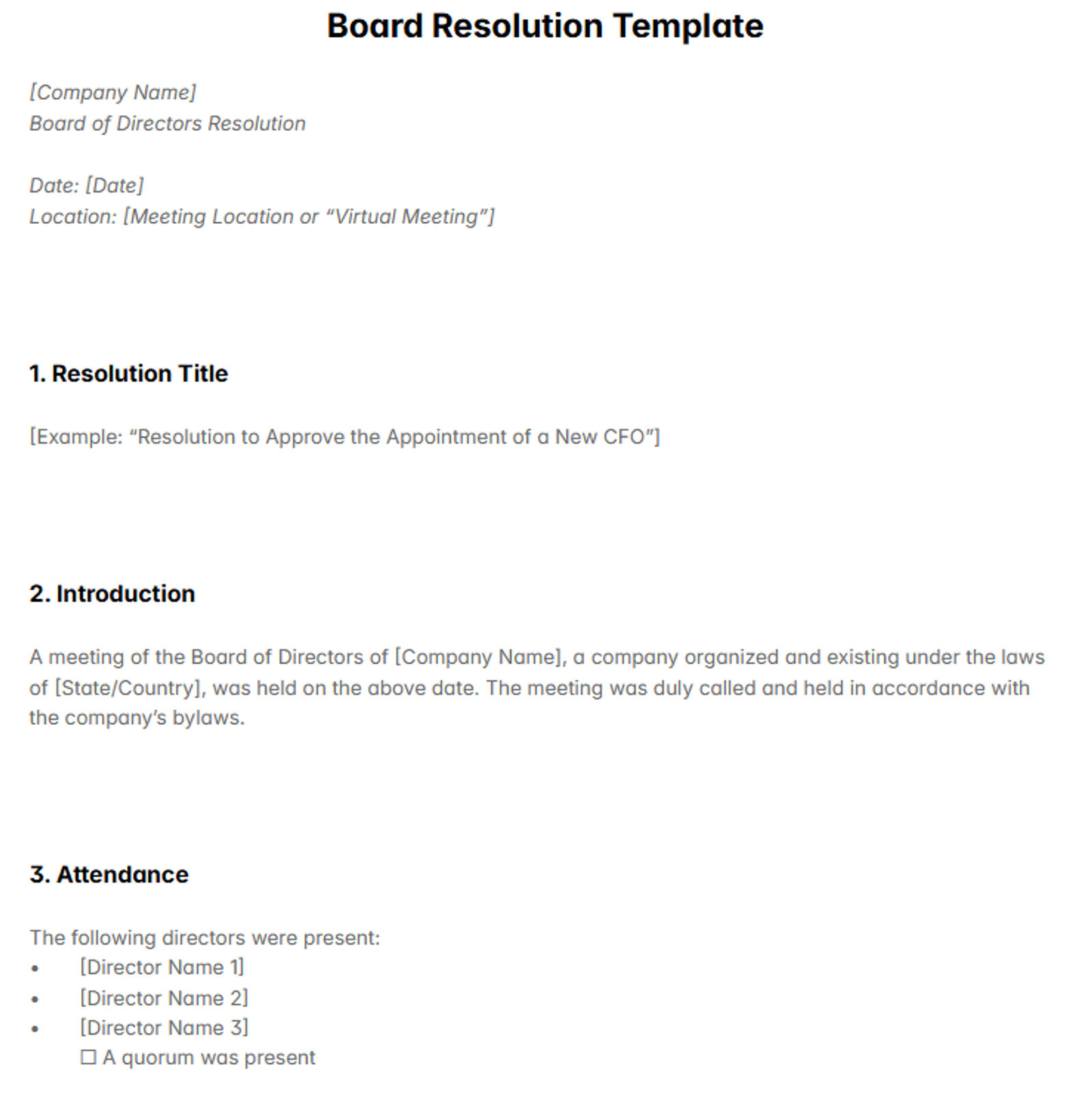 Board Resolution Template: Free, Legally Sound & AI-Powered