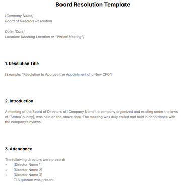Board Resolution Template