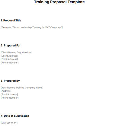 Training Proposal Template