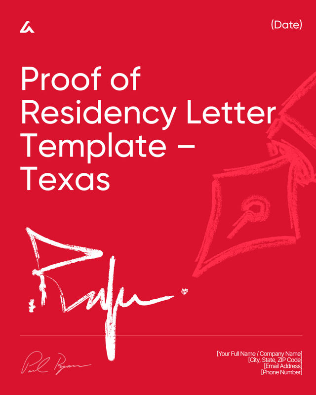 Proof of Residency Letter Template – Texas