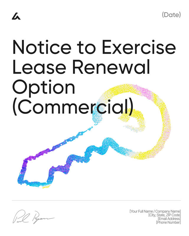 Notice to Exercise Lease Renewal Option (Commercial) Template