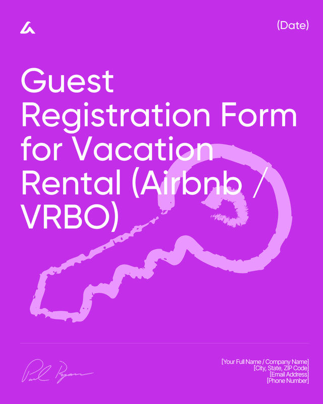 Guest Registration Form Template for Vacation Rentals