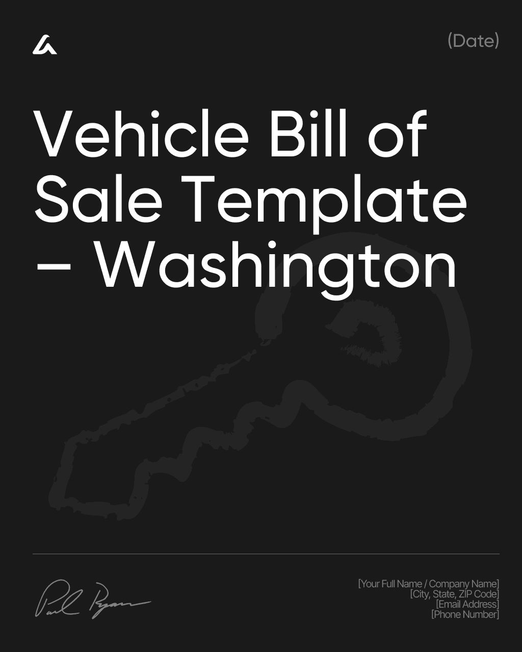 Vehicle Bill of Sale Template – Washington