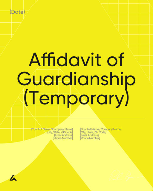 Affidavit of Guardianship (Temporary)