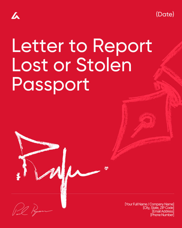 Letter to Report Lost or Stolen Passport Template: Notice