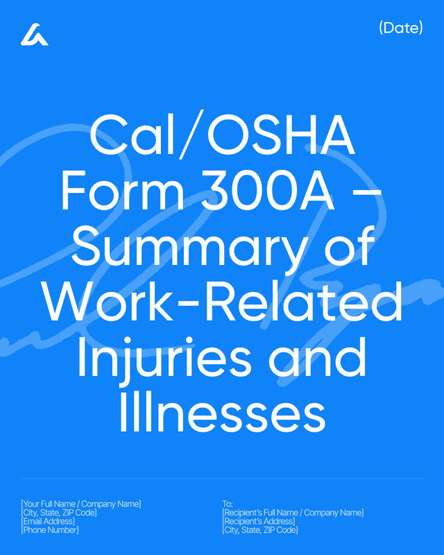 Cal/OSHA Form 300A Template: Injury & Illness Summary Form
