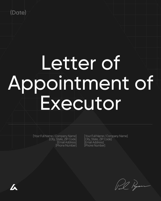 Letter of Appointment of Executor Template: Estate Notice
