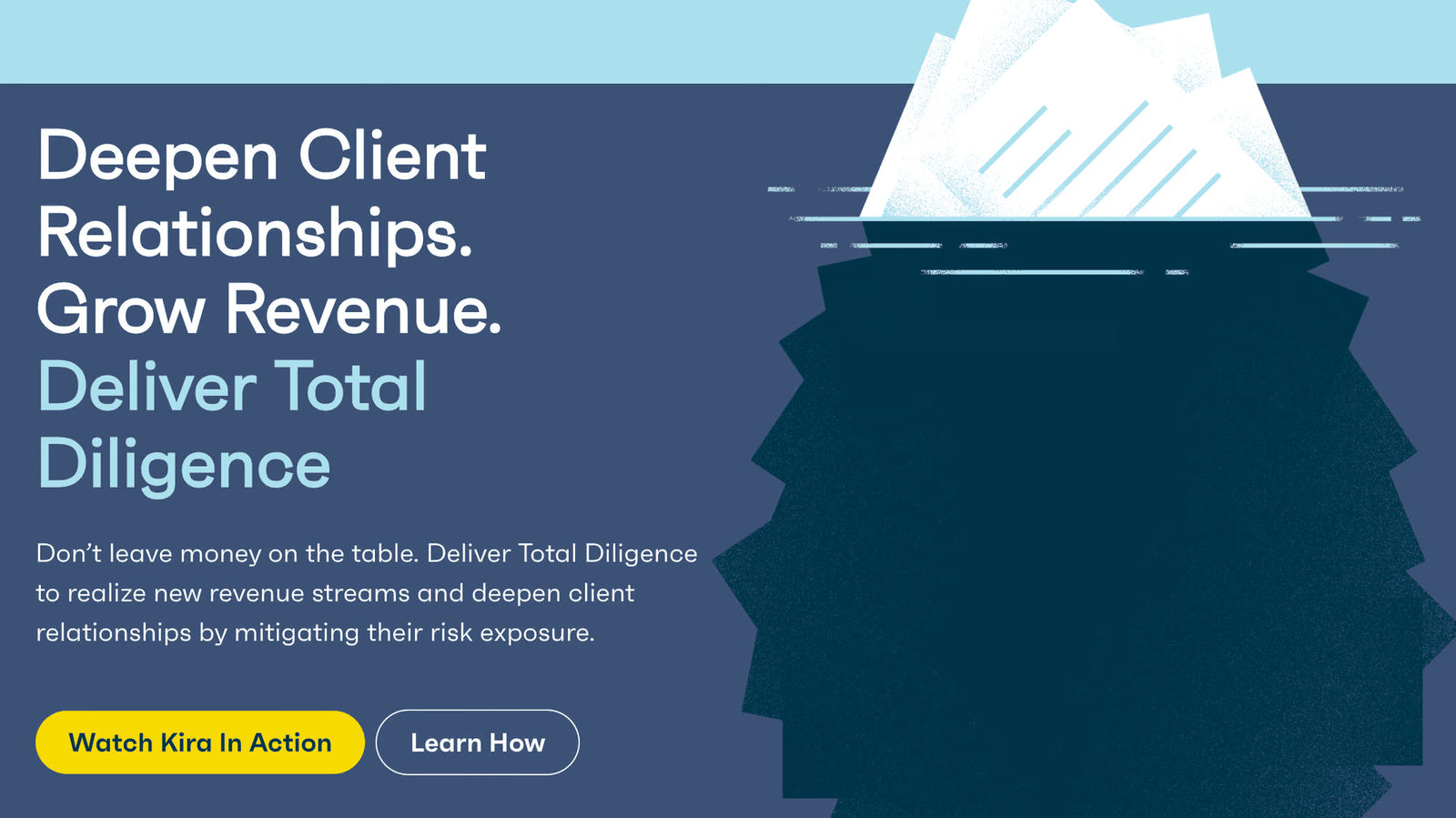 the main screen of the lendig, which shows an iceberg with a description of the company's goals.