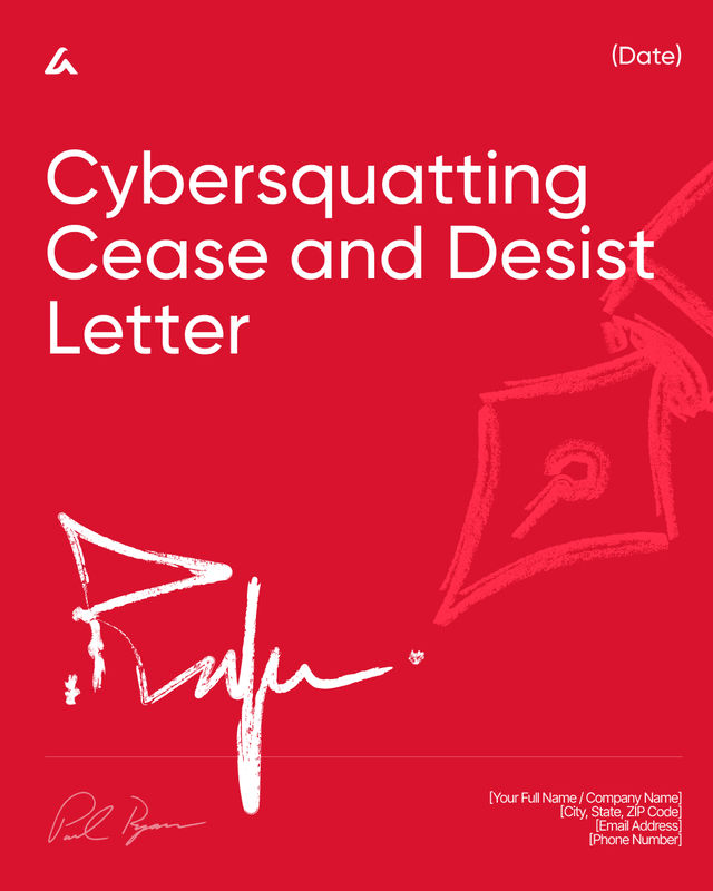 Cybersquatting Cease and Desist Letter Template