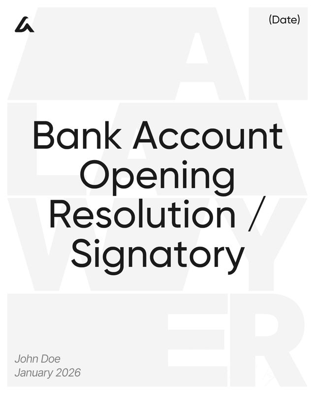 Bank Account Opening Resolution / Signatory Template