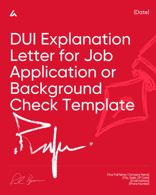 DUI Explanation Letter for Job Application or Background Check Template