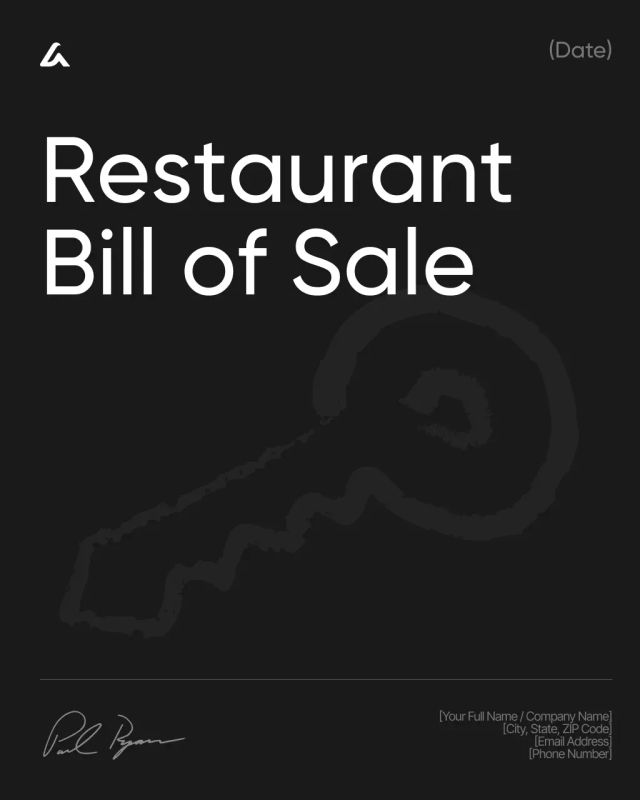 Restaurant Bill of Sale Template