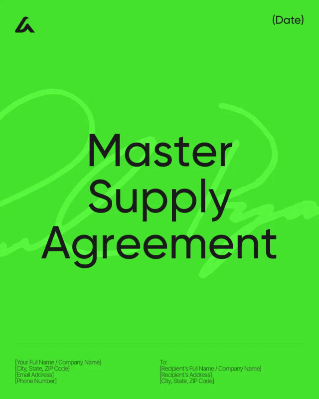 Master Supply Agreement Template