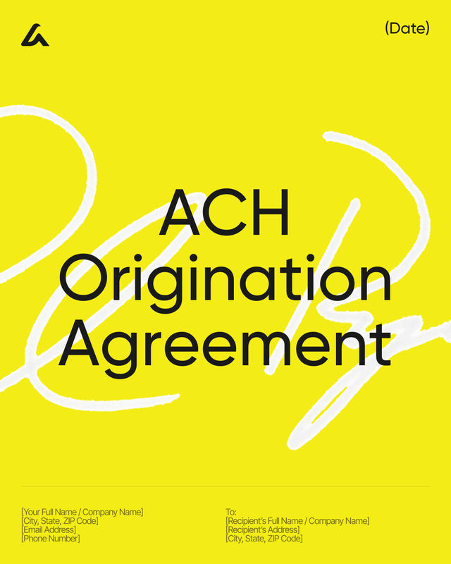 ACH Origination Agreement Template: Company and Bank Terms