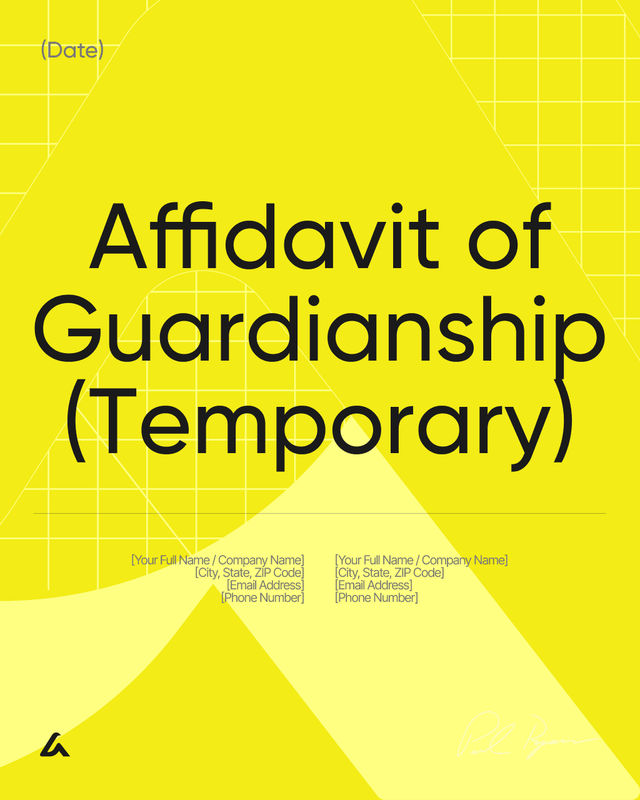 Affidavit of Guardianship (Temporary) Template