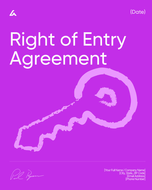Right of Entry Agreement Template: Access and Notice Terms