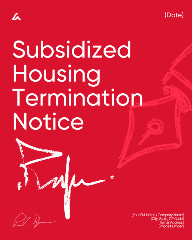 Subsidized Housing Termination Notice Template: Lease End