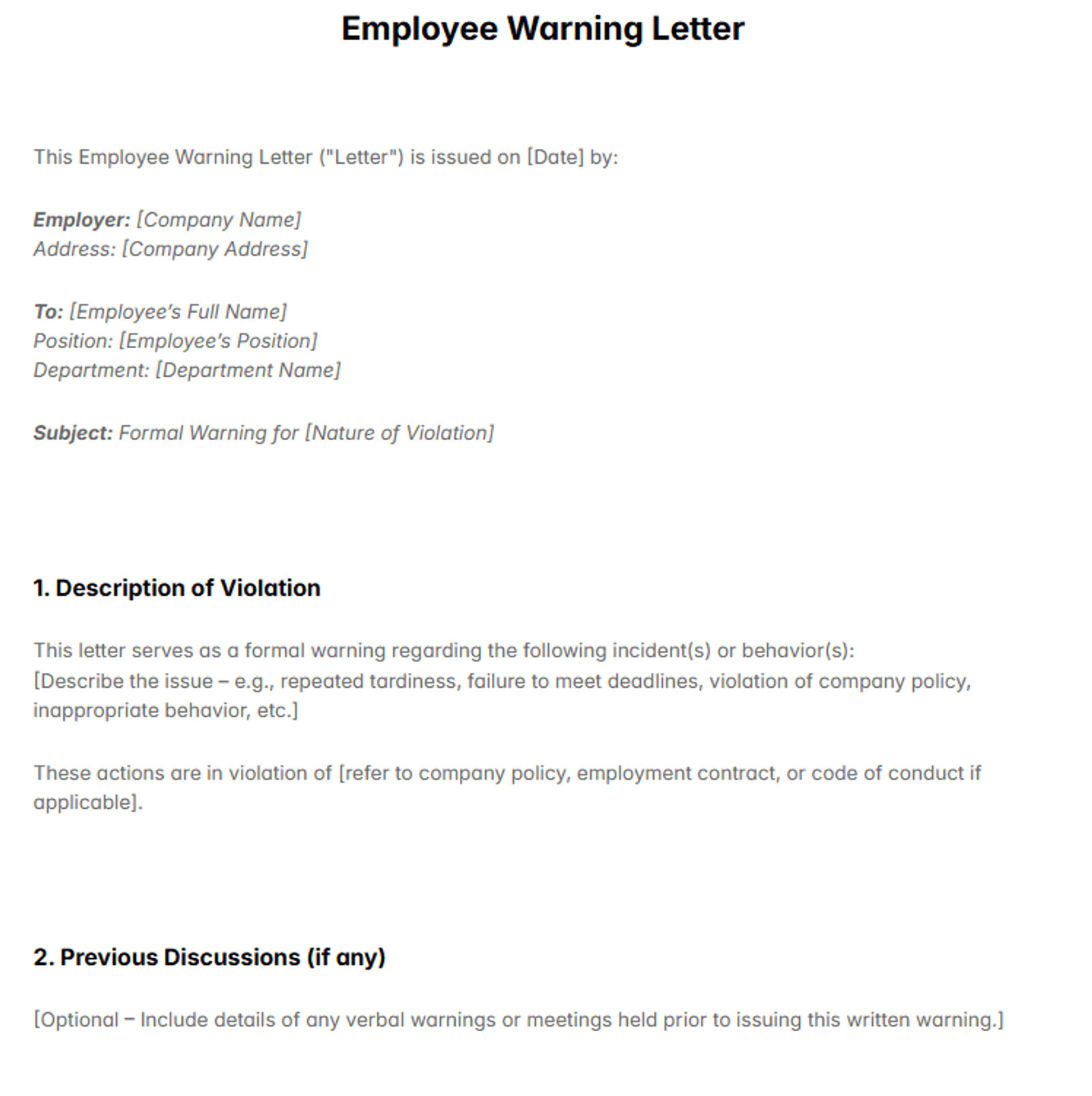 Employee Warning Letter Template: Free AI-Powered 2026 Guide