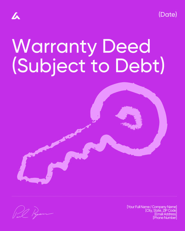 Warranty Deed Template: Subject to Debt and Transfer Terms