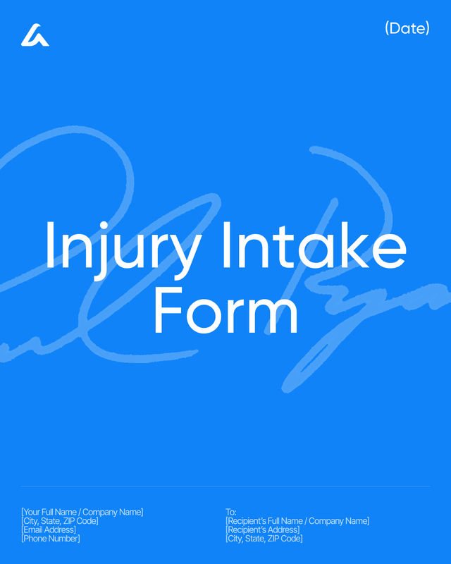 Injury Intake Form Template: Incident Details & Insurance