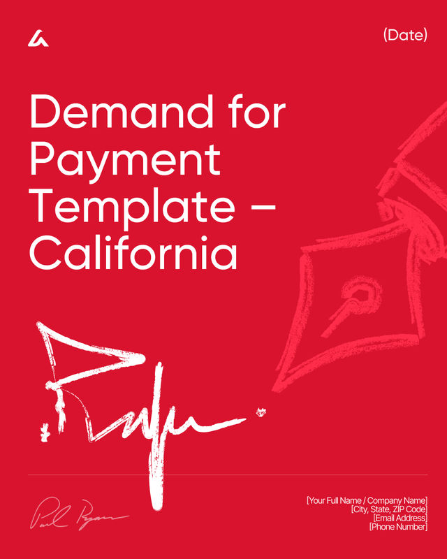 Demand for Payment Letter: Due Amount Template – California