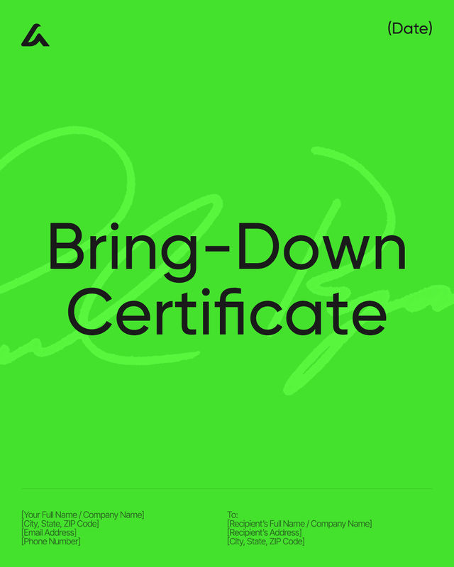 Bring-Down Certificate Template: Closing Accuracy Record