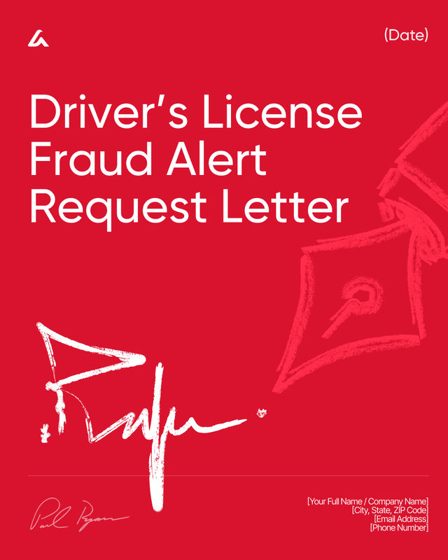 Driver’s License Fraud Alert Request Letter Template Form