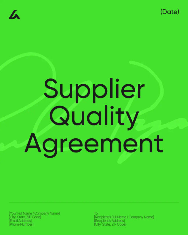 Supplier Quality Agreement Template