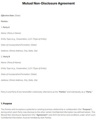 Mutual Non-Disclosure Agreement Template