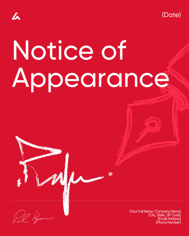 Notice of Appearance Template: Court Representation Notice