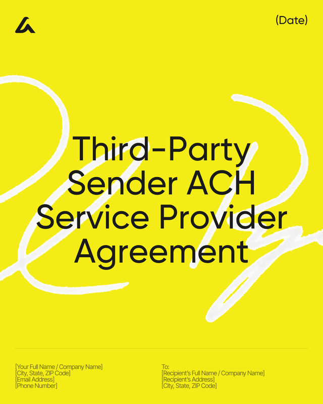 Third-Party Sender ACH Service Provider Agreement Template