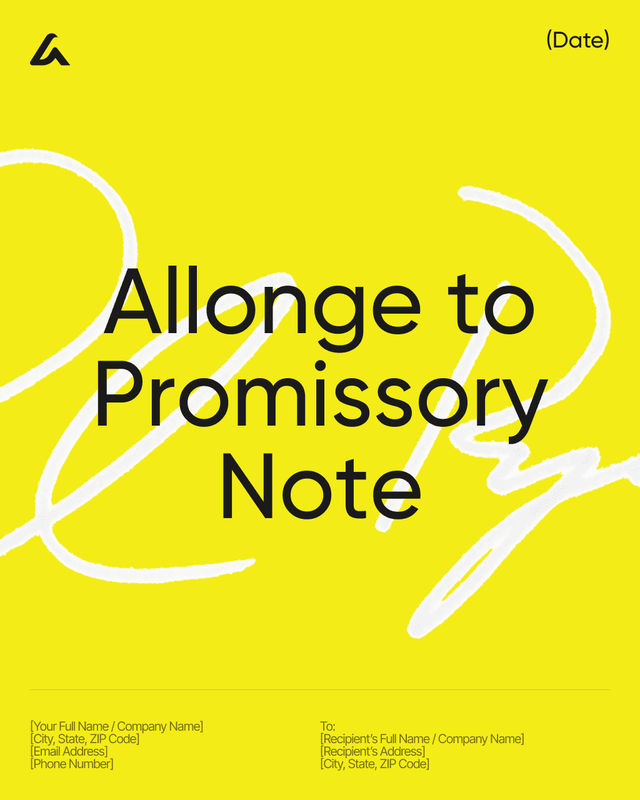 Allonge to Promissory Note Template: Transfer and Endorsement