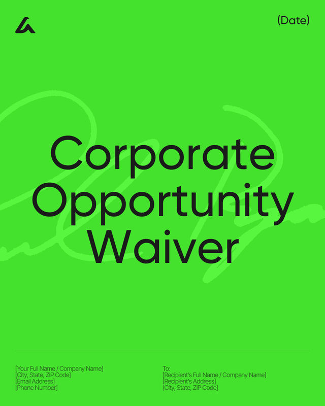 Corporate Opportunity Waiver Template: Director Consent