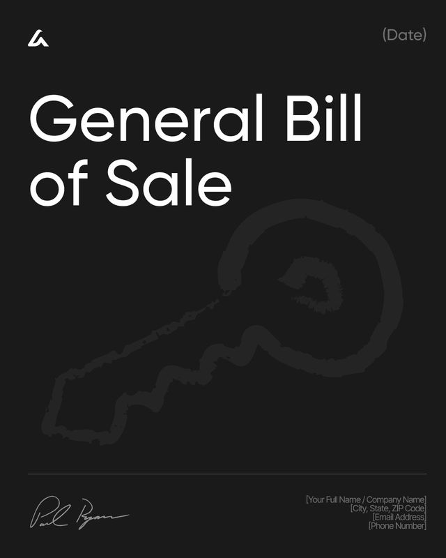 General Bill of Sale Template: Ownership and Payment Terms